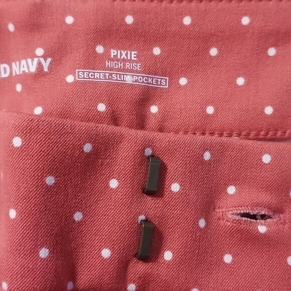 Old Navy pixie high rise pants orange and white polka dot size 4 - Picture 5 of 8